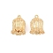 Brass Pendant Bails, with Loop, Flower, Real 18K Gold Plated, 12x9mm, Hole: 1mm and 0.8mm