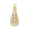 Brass Micro Pave Cubic Zirconia Pendants, Cadmium Free & Lead Free, Bottle, with Jump Ring, Real 18K Gold Plated, 19x8x6.5mm, Hole: 3mm