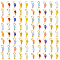 300Pcs 3 Colors Electroplate Glass Charms, with Brass Ball Head Pins, Golden, Rice, Mixed Color, 8.5x3mm, Hole: 1.2mm, 100pcs/color