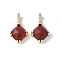 Natural Carnelian Pendants, with Brass Micro Pave Cubic Zirconia Findings, Rack Plating, Long-Lasting Plated, Cadmium Free & Lead Free, Real 18K Gold Plated, Rhombus Charms, 19.5x12x5.5~6mm, Hole: 5.5x2.5mm