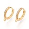 Brass Micro Pave Cubic Zirconia Hoop Earring Finding, Lead Free & Nickel Free & Cadmium Free, Ring, Real 18K Gold Plated, Clear, 15.5x14x2.5mm, Hole: 1.4~1.5mm, Pin: 0.8mm