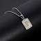 Rectangle Stainless Steel Pave Natural White Shell Pendant Necklaces, Stainless Steel Color, Letter P, 17.72 inch(45cm)