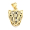 Brass Micro Pave Cubic Zirconia Pendants, Cadmium Free & Nickel Free & Lead Free, Leopard Head Charms, Real 18K Gold Plated, 18x13.5x7mm, Hole: 4x3mm