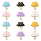 30Pcs 6 Colors Alloy Enamel Pendants, Light Gold, Cat Shape Umbrella, Mixed Color, 23.5x23x3mm, Hole: 1.8mm, 5pcs/color