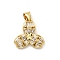 Brass Micro Pave Clear Cubic Zirconia Pendants, Lead Free & Cadmium Free, Long-Lasting Plated, Real 18K Gold Plated, Real 18K Gold Plated, Clover, 17x16x3.5mm, Hole: 3.5x4mm