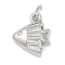 Brass Micro Pave Cubic Zirconia Pendants, Fish Charms, Lead Free & Cadmium Free, Long-Lasting Plated, Rack Plating, with Jump Ring, Platinum, 13.5x11.5x3.5mm, Hole: 3mm