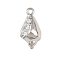 Brass Micro Pave Cubic Zirconia Pendants, Conch Shape Charms, Rack Plating, Long-Lasting Plated, Cadmium Free & Lead Free, Platinum, 16x8x7mm, Hole: 1.5mm