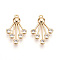 Brass Micro Pave Cubic Zirconia Pendants, Fan Charms, Long-Lasting Plated, Nickel Free, Clear, 22~22.5x14~16x3mm, Hole: 1.2mm