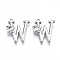 Brass Pendants, with Rhinestones, Cadmium Free & Nickel Free & Lead Free, Alphabet, Platinum, Letter.W, 18x14x2.5mm, Hole: 1mm