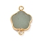 Natural Green Aventurine Flower Connector Charms, Brass 5 Petal Flower Links, Golden, 24.5x17x3.3mm, Hole: 2.4mm