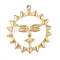 304 Stainless Steel Pendants, Sun Charms, PVD Vacuum Plating, Real 18K Gold Plated, 28x25.5x2mm, Hole: 1.8mm