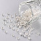 8/0 Glass Seed Beads, Silver Lined Round Hole, Round, White, 3mm, Hole: 1mm, about 2222pcs/100g