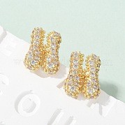 Латунные микро проложить серьги стержня кубического циркония EJEW-Z091-04G-H