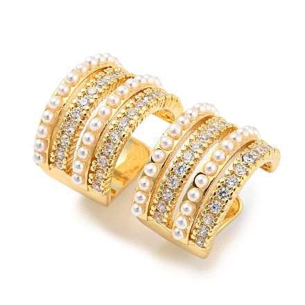 Серьги-каффы с прозрачным кольцом с кубическим цирконием EJEW-F326-02G-1