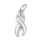 Brass Enamel Charms, with Jump Ring, Awareness Ribbon Charms, Long-Lasting Plated, Lead Free & Cadmium Free, Rack Plating, Platinum, White, 13.5x5.5x2mm