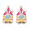 Alloy Enamel Pendants, Lead Free & Cadmium Free, Dwarf Charms, Golden, Gold, 30x17x1.2mm, Hole: 1.6mm