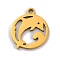 201 Stainless Steel Charms, Laser Cut, Flat Round with Sea Animals Charm, Golden, Dolphin, 14x12x1mm, Hole: 1.5mm