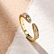 Brass Micro Pave Cubic Zirconia Open Cuff Rings for Women, Real 18K Gold Plated, Snake, Inner Diameter: 17mm