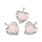 Natural Rose Quartz Pendants, with Platinum Tone Brass Findings, Cadmium Free & Lead Free, Heart, Valentine's Day, 28x26x5mm, Hole: 8x5mm