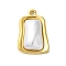 304 Stainless Steel with Synthetic Pearl Pendants, Trapezoid Charms, Golden, 22x15x6mm, Hole: 1.6mm
