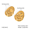 Stainless Steel Oval Stud Earrings, Fold Charm, Real 18K Gold Plated