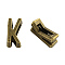 Tibetan Style Alloy Letter Slide Charms, Cadmium Free & Nickel Free & Lead Free, Letter.K, 11x2~8x4mm, Hole: 7x2mm, about 1135pcs/1000g