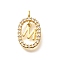 Brass Micro Pave Cubic Zirconia Pendants, Cadmium Free & Nickel Free & Lead Free, Real 18K Gold Plated, Oval with Letter Charms, Letter M, 18.5x11x3.5mm, Hole: 2x1.5mm