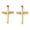 304 Stainless Steel Pendants, Cross Charm, Real 14K Gold Plated, 19x12x2mm, Hole: 1.2mm