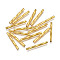 Opaque Glass Twisted Bugle Beads, Round Hole, Golden Plated, 25~26x2.5mm, Hole: 1mm, about 1500pcs/bag