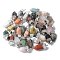 Natural Mixed Stone Faceted Pendants, Sword Shaped Charms with Rack Plating Brass Findings, Platinum, Mixed Dyed and Undyed, 21~23x9x10.5mm, Hole: 1.6mm