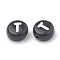 Opaque Acrylic Beads, Horizontal Hole, Alphabet Style, Flat Round, Letter.T, 7x4mm, Hole: 1.5mm, about 3700pcs/500g