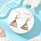 Natural Paua Shell Dangle Earrings, with 304 Stainless Steel Earring Hooks, Golden, Triangle, 33x15mm