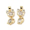 Brass Micro Pave Cubic Zirconia Pendants, Cat Shape, Cadmium Free & Lead Free, Long-Lasting Plated, Real 18K Gold Plated, 19x10x3mm, Hole: 4.5x3mm