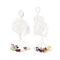 Natural  Crystal Pendants, with Gemstone Chip Beads and Nylon Threads, Tassel, 100~105x28~30x19~21mm, Hole: 5.5x7mm
