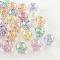 Round AB Color Transparent Acrylic Beads, with Colorful Glitter Powder, Mixed Color, 20mm, Hole: 2.5mm, about 100pcs/500g