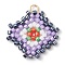 Seed Beads Beaded Charms, with 304 Stainless Steel Jump Ring, Rhombus Pendants, Lilac, 23.5x21.5x2mm, Hole: 2.5mm