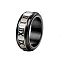 304 Stainless Steel Roman Numerals Rotating Finger Ring, Fidget Spinner Ring for Calming Worry Meditation, Black, US Size 8 1/2(18.5mm)