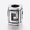 304 Stainless Steel European Beads, Large Hole Beads, Rectangle, Antique Silver, 12x10x10mm, Hole: 5mm