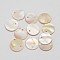 Dyed Natural Flat Round Shell Pendant, Old Lace, 15x2mm, Hole: 1.5mm