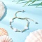Adjustable ABS Plastic Imitation Pearl Beaded Braided Bead Bracelets for Women, Shell Shape, White, Inner Diameter: 1-7/8~3-3/8 inch(4.75~8.7cm)