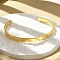 304 Stainless Steel Cuff Bangles, with Cubic Zirconia, Real 18K Gold Plated, Mixed Shapes, Inner Diameter: 2x2-3/8 inch(5x6cm)