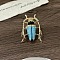 Alloy Cuff Rings, with Enamel, Insect, Golden, 46.5x32.5mm