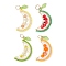 4Pcs 4 Colors Round Glass Seed Beaded Fruit Pendants, with Acrylic & Glass & Golden 304 Stainless Steel Jump Ring & 201 Stainless Steel Linking Rings, Faceted, Mixed Color, 30.5x19x6mm, Hole: 5mm, 1pc/color