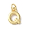 Rack Plating Brass Charms, Cadmium Free & Lead Free, Long-Lasting Plated, Real 18K Gold Plated, Letter Q, 12.5x8.5x1.5mm, Hole: 3.2mm