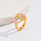 Heart & Flower Brass Pearl Pink Enamel Adjustable Finger Rings, Cadmium Free & Nickel Free & Lead Free, Golden, Letter Z, 14mm, Inner Diameter: 17mm