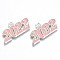 Alloy Enamel Pendants, Cadmium Free & Lead Free, New Year 2022, Silver, Pink, 19x38x2mm, Hole: 4mm