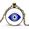 Alloy Cable Chain Necklaces, Glass Pendant Necklaces for Sweater, Antique Bronze, Evil Eye, 21-5/8 inch(55cm)