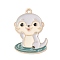 Alloy Enamel Pendants, Beaver Charm, Light Gold, Light Steel Blue, 29.5x20x1mm, Hole: 1.8mm