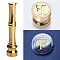 Golden Tone Brass Wax Seal Stamp Head with Bamboo Stick Shaped Handle, for Greeting Card Making, Letter F, 74.5x15mm