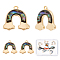Synthetic Paua Shell Charms, with Brass Findings, Nickel Free, Rainbow, Real 18K Gold Plated, 13.5x14x2.5mm, Hole: 1mm, 8pcs/box